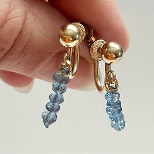 Vintage 14K Gold Aquamarine Gemstone Earrings